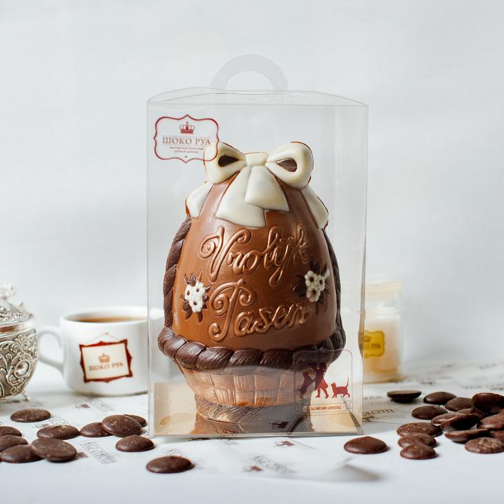 Фигурное изделие из молочного шоколада "Яйцо в корзинке", 230 г