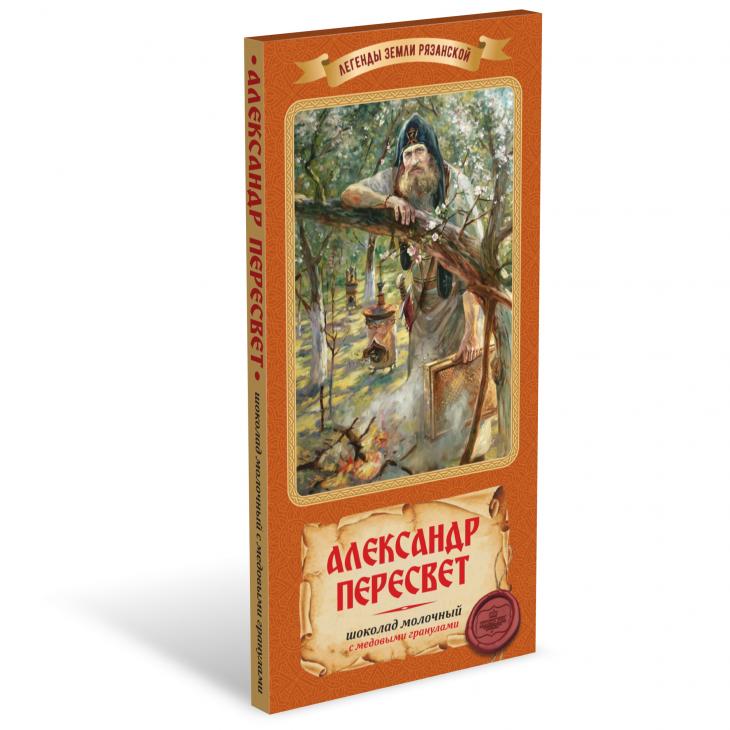 Шоколад молочный с медовыми гранулами "Александр Пересвет"